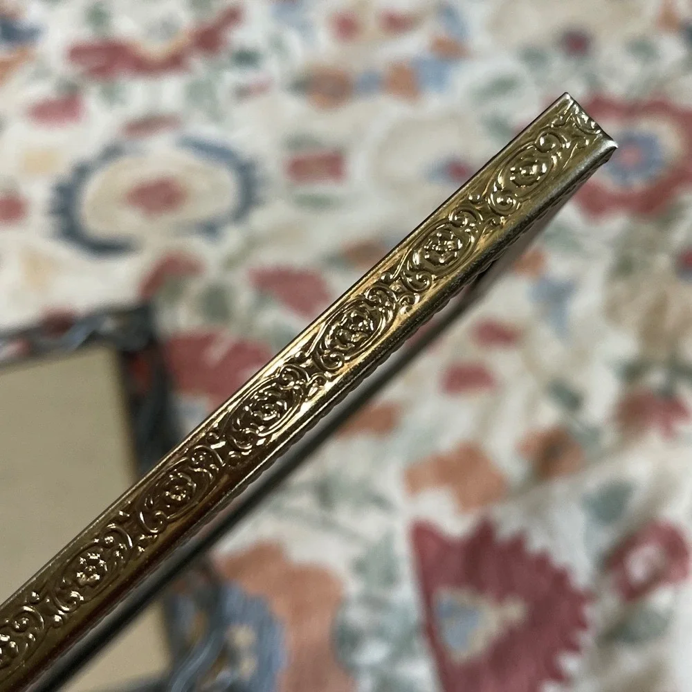 Picture photo easel 5x7 FRAME Vtg Brass Filigree Floral gold Granny Boho hang